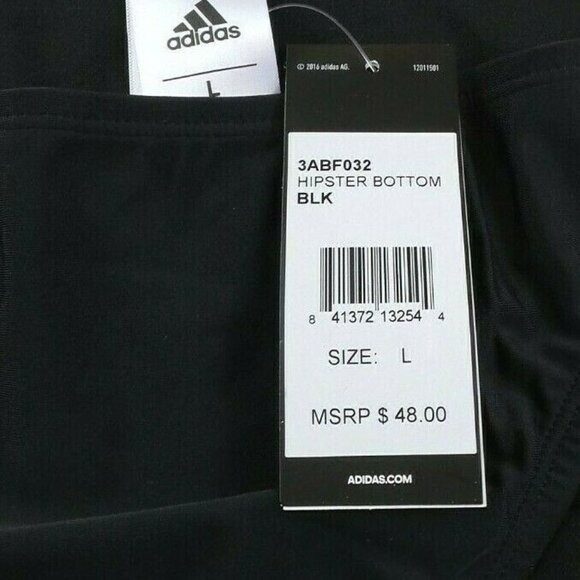 Adidas Swim Hipster Bikini Bottom Size LARGE Black NWT Orig $48 - Picture 7 of 9